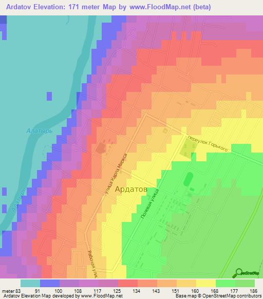 Ardatov,Russia Elevation Map