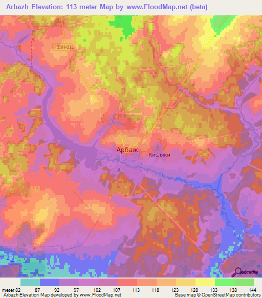 Arbazh,Russia Elevation Map