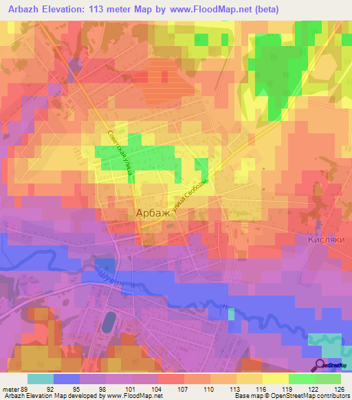 Arbazh,Russia Elevation Map