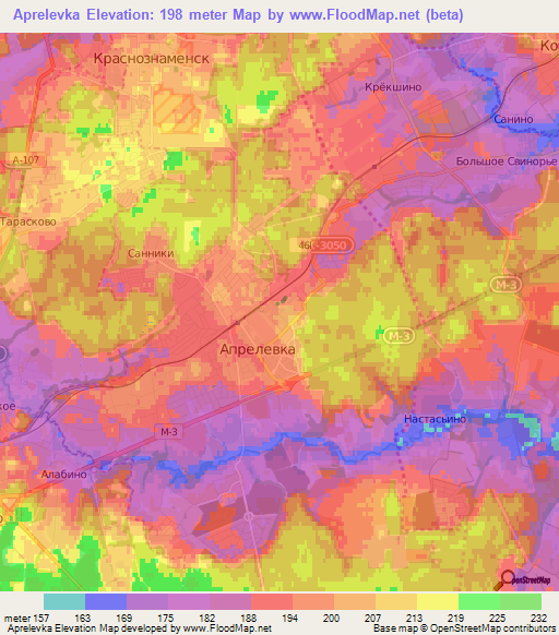 Aprelevka,Russia Elevation Map