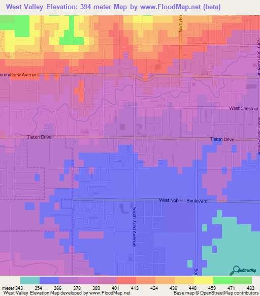 West Valley,US Elevation Map