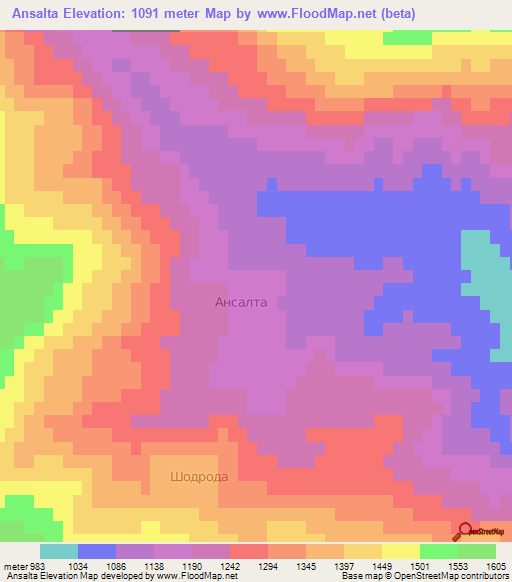 Ansalta,Russia Elevation Map