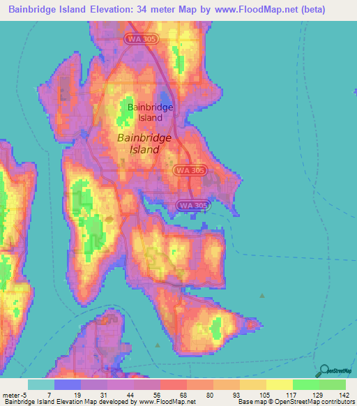 Bainbridge Island,US Elevation Map