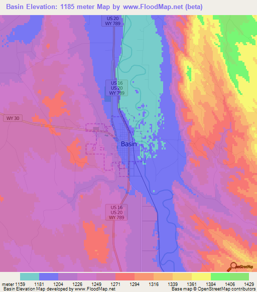 Basin,US Elevation Map