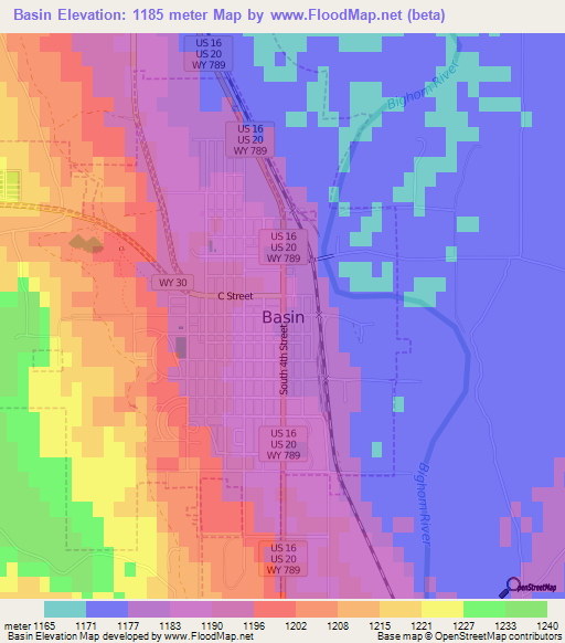 Basin,US Elevation Map