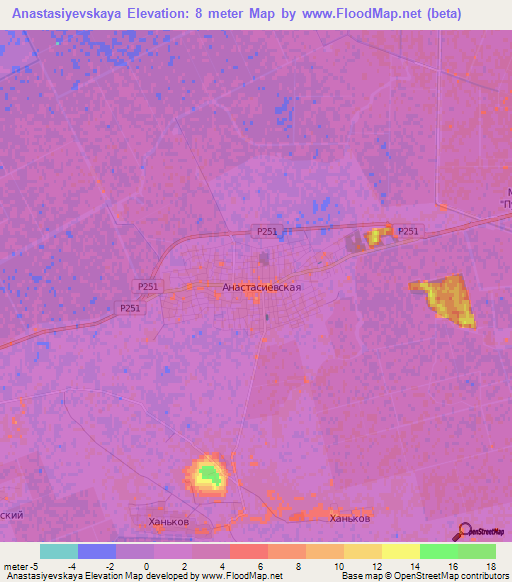 Anastasiyevskaya,Russia Elevation Map