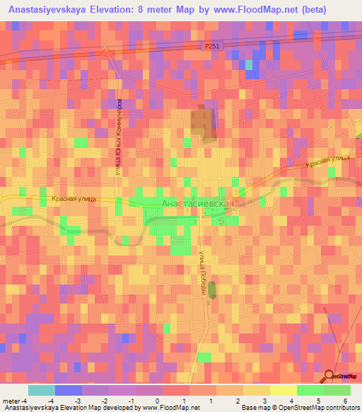 Anastasiyevskaya,Russia Elevation Map