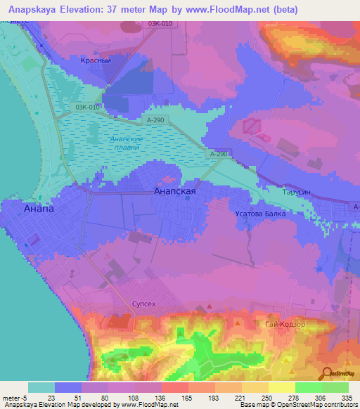 Anapskaya,Russia Elevation Map