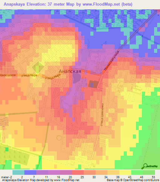 Anapskaya,Russia Elevation Map