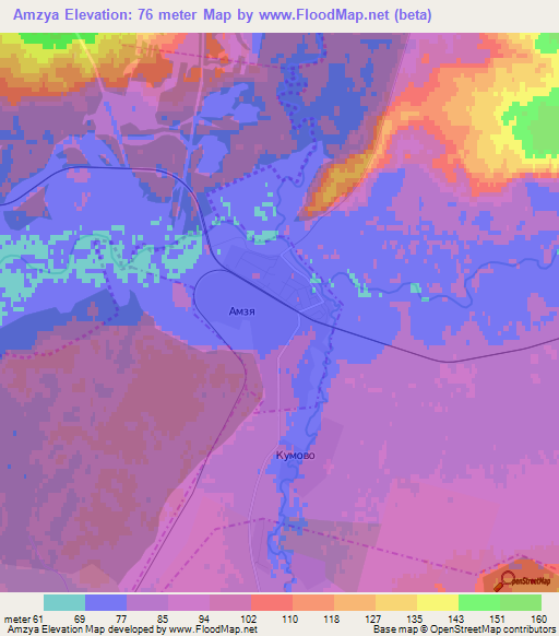 Amzya,Russia Elevation Map