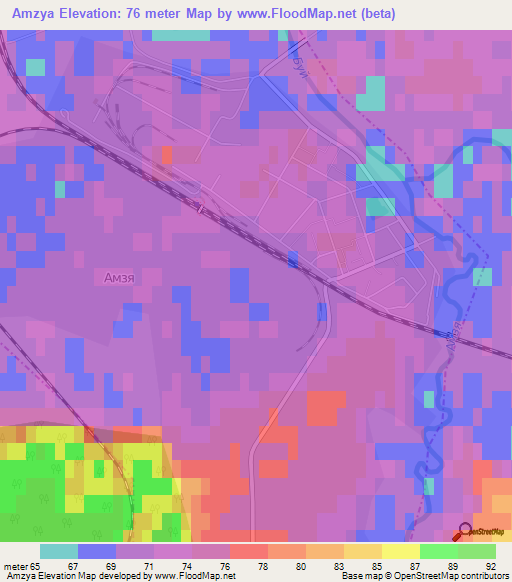Amzya,Russia Elevation Map