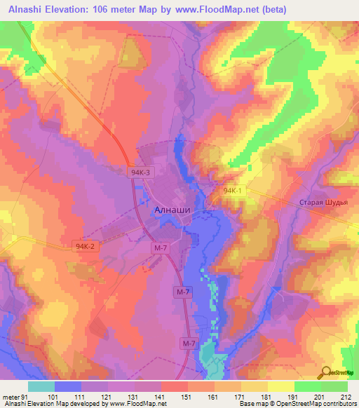 Alnashi,Russia Elevation Map