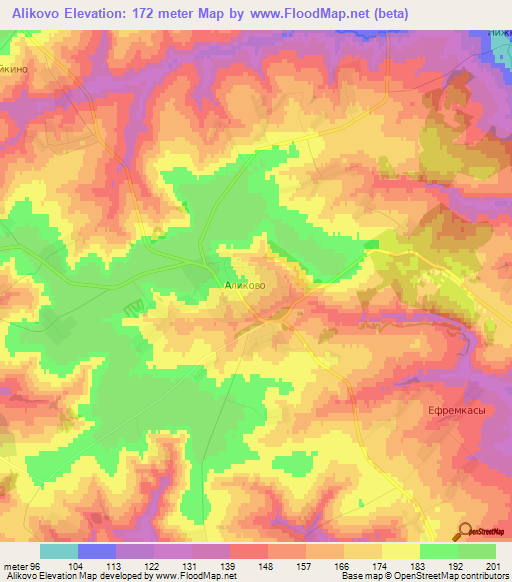 Alikovo,Russia Elevation Map