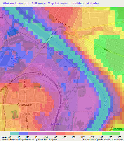 Aleksin,Russia Elevation Map