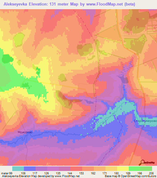 Alekseyevka,Russia Elevation Map