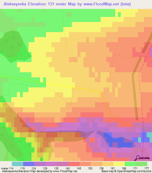 Alekseyevka,Russia Elevation Map