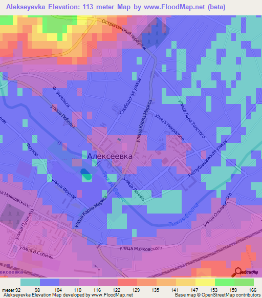 Alekseyevka,Russia Elevation Map