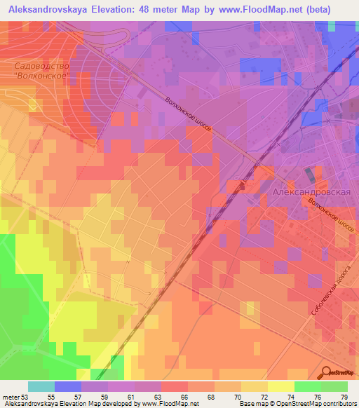 Aleksandrovskaya,Russia Elevation Map