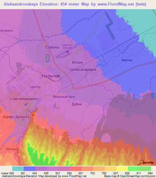 Aleksandrovskaya,Russia Elevation Map