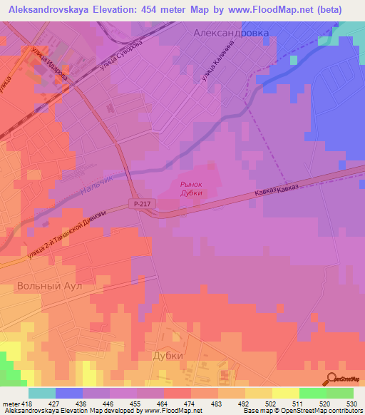Aleksandrovskaya,Russia Elevation Map