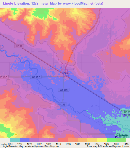 Lingle,US Elevation Map