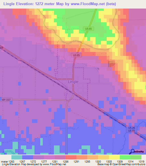 Lingle,US Elevation Map