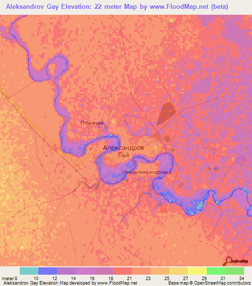 Aleksandrov Gay,Russia Elevation Map