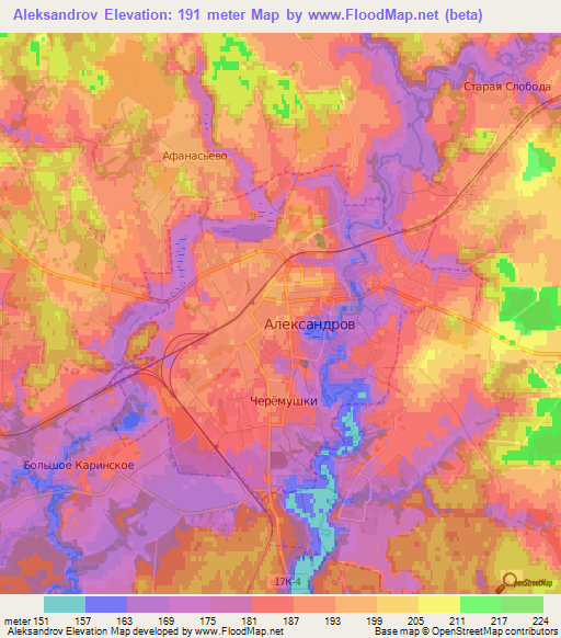 Aleksandrov,Russia Elevation Map