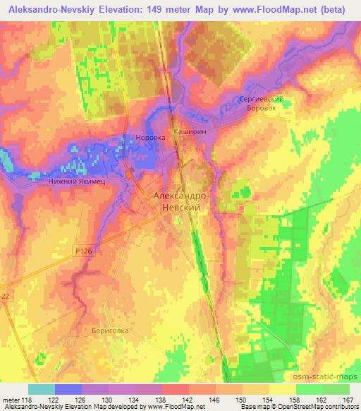 Aleksandro-Nevskiy,Russia Elevation Map