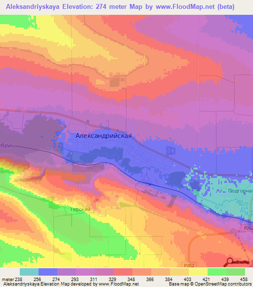 Aleksandriyskaya,Russia Elevation Map