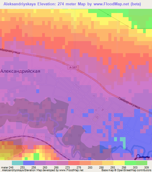 Aleksandriyskaya,Russia Elevation Map