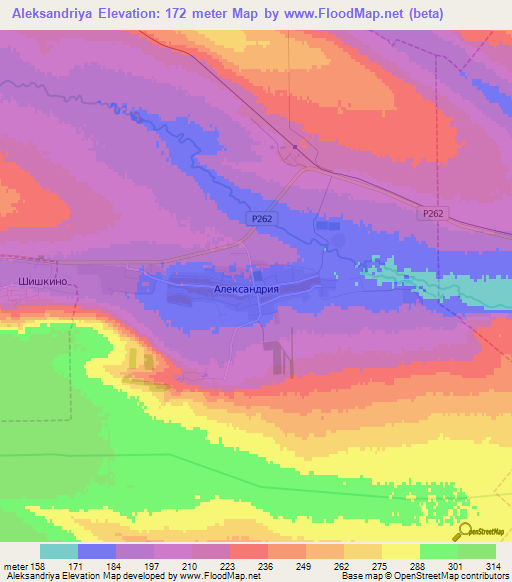 Aleksandriya,Russia Elevation Map