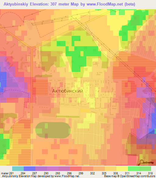 Aktyubinskiy,Russia Elevation Map