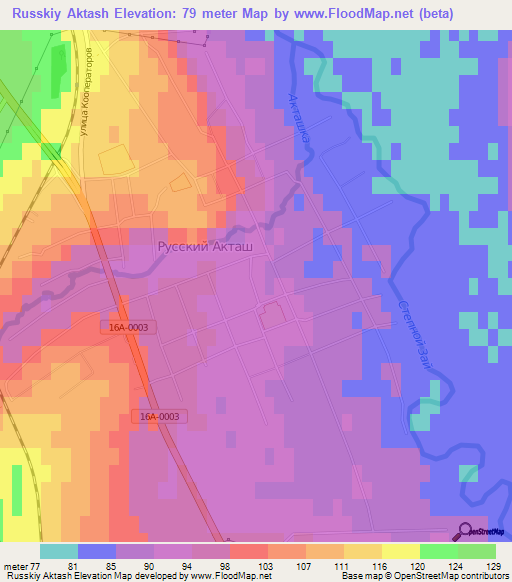 Russkiy Aktash,Russia Elevation Map