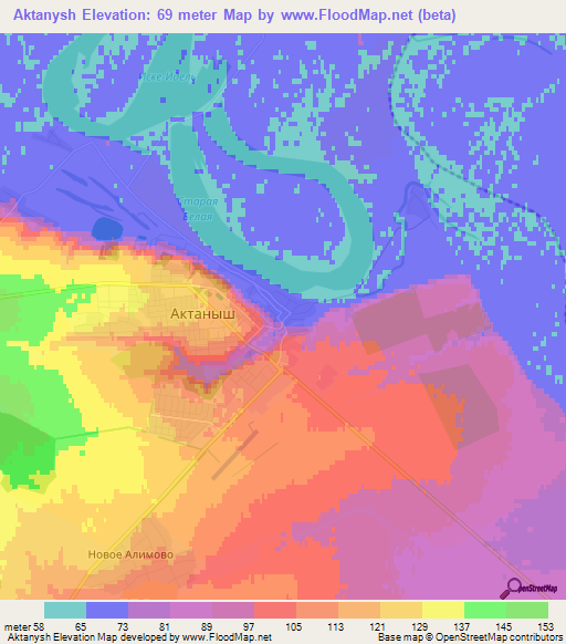 Aktanysh,Russia Elevation Map