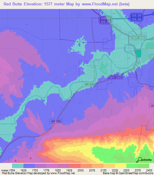 Red Butte,US Elevation Map