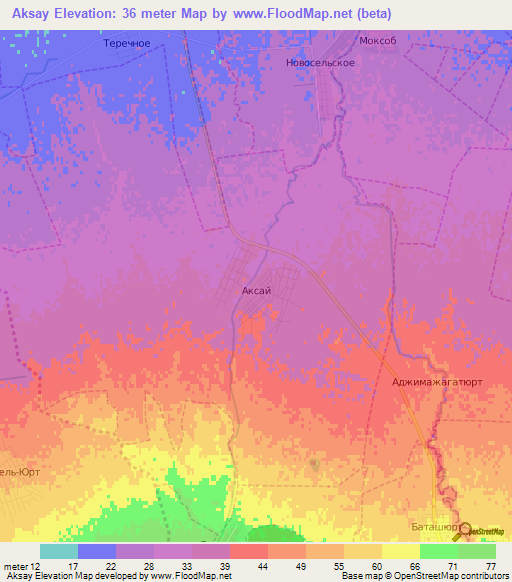 Aksay,Russia Elevation Map