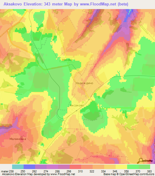 Aksakovo,Russia Elevation Map