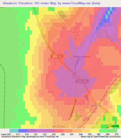 Aksakovo,Russia Elevation Map