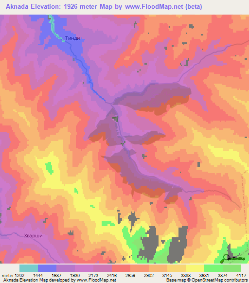 Aknada,Russia Elevation Map