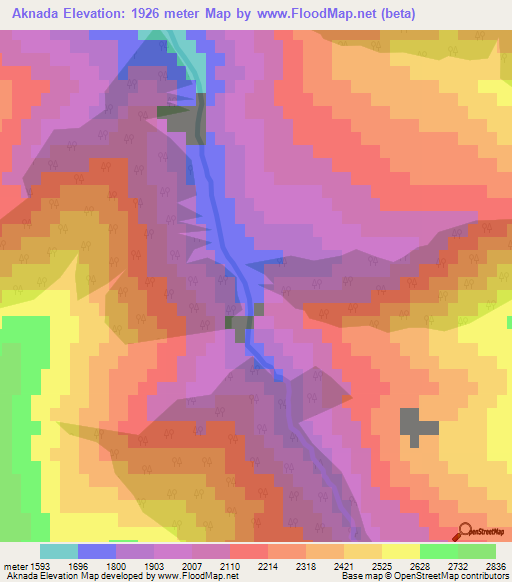 Aknada,Russia Elevation Map