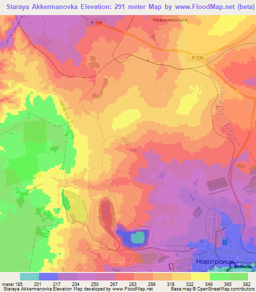 Staraya Akkermanovka,Russia Elevation Map