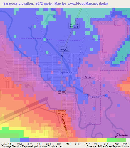 Saratoga,US Elevation Map