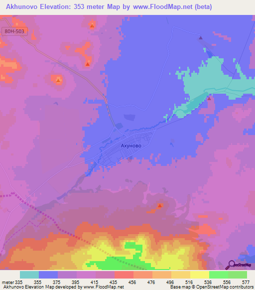 Akhunovo,Russia Elevation Map