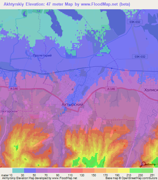 Akhtyrskiy,Russia Elevation Map