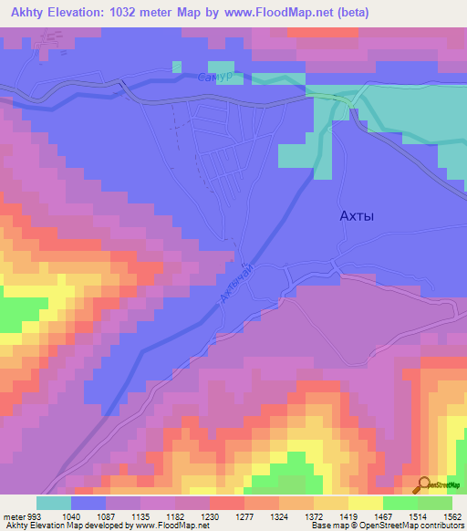 Akhty,Russia Elevation Map