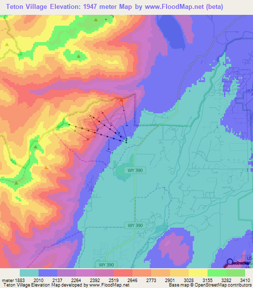 Teton Village,US Elevation Map