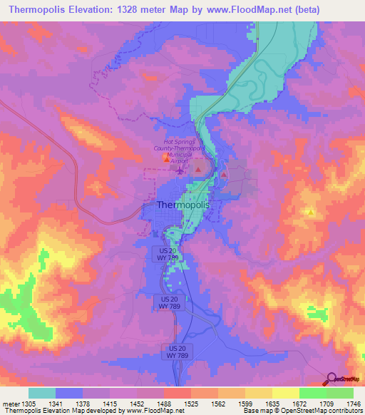 Thermopolis,US Elevation Map