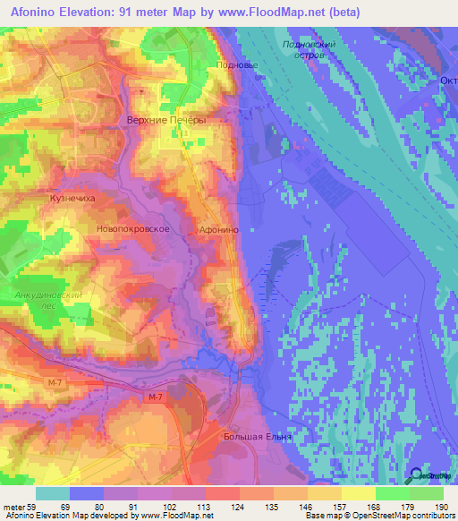 Afonino,Russia Elevation Map