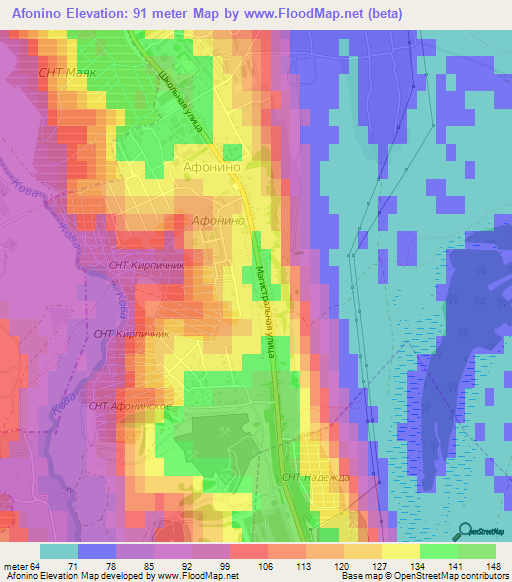 Afonino,Russia Elevation Map